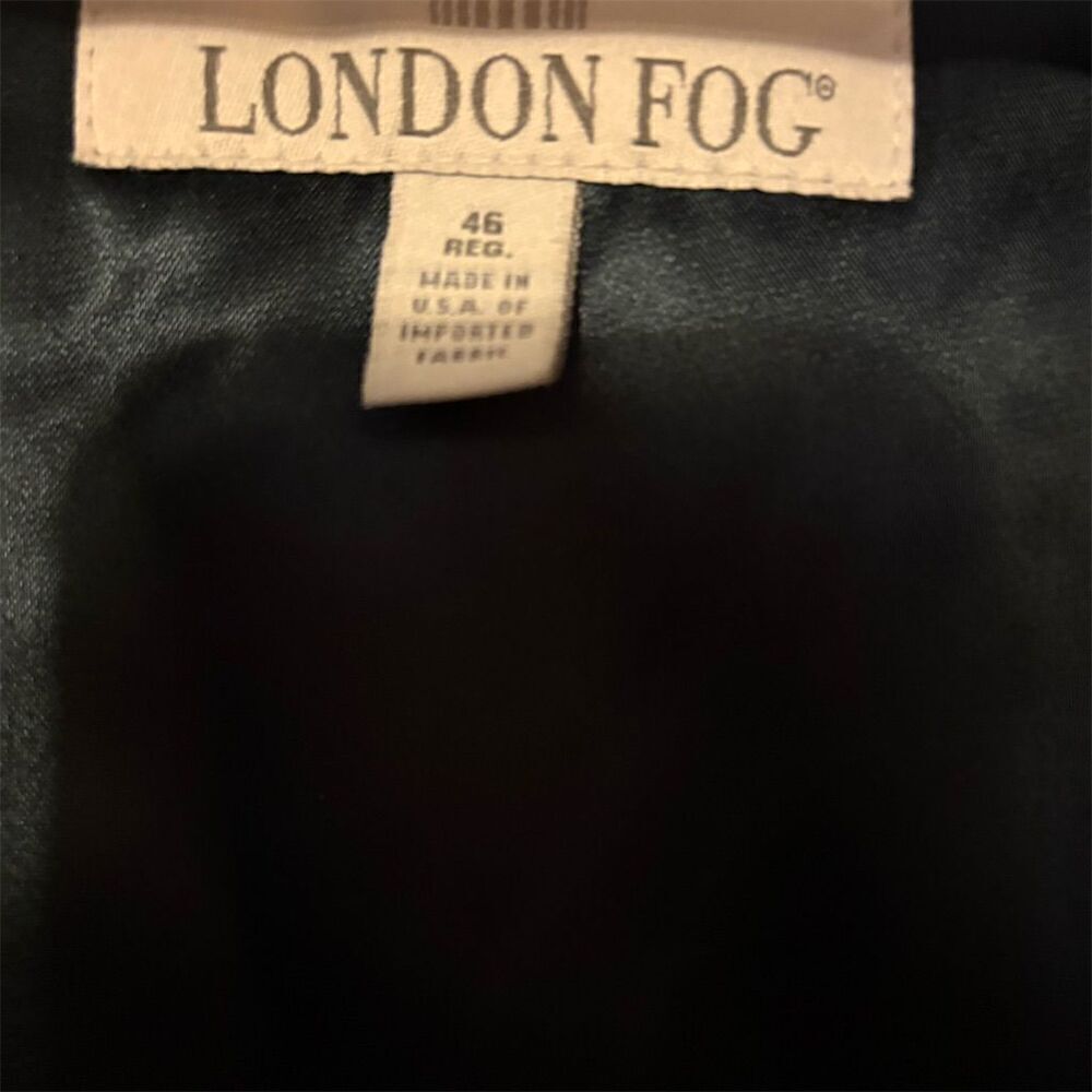 London Fog Men's Black Trench Coat Size 46 Long Formal Solid